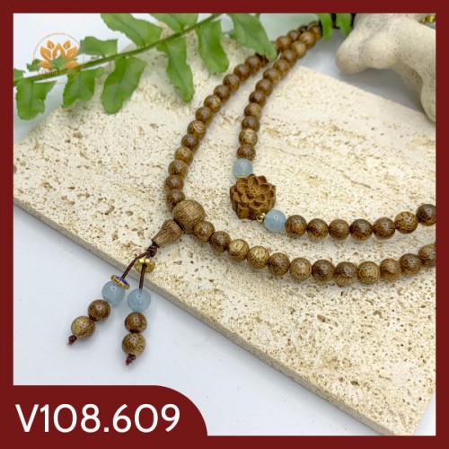 Chuỗi 108 hạt trầm tốc vườn charm hoa sen